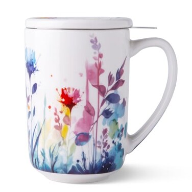 AmorArc Tea Cup with Infuser and Lid, 18OZ Loose Leaf Tea Mug with Steeper