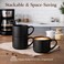 GBhome 14 Oz Coffee Mugs Set of 6, Stackable Matte Black Coffee Cups Set