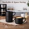 GBhome 14 Oz Coffee Mugs Set of 6, Stackable Matte Black Coffee Cups Set