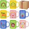 Maxdot 8 Pcs Teacher Ceramic Coffee Mugs Set 12 Oz Handle, Vibrant