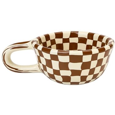 BuleVina Checkered Coffee Mug 5OZ 4X2 Inch, Creative Irregular Checkerboard Ceramic High-Value Retro Afternoon Tea Coffee Cup Set, Novelty Plaid Cup for Office (Checkerboard Coffee)