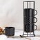 GBhome 12 Oz Stackable Coffee Mugs Set of 4, Ceramic Black Coffee Cups Set