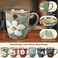 Maxdot 6 Pcs 12OZ Ceramic Coffee Mugs, Glazing Process Coffee Cup, Retro