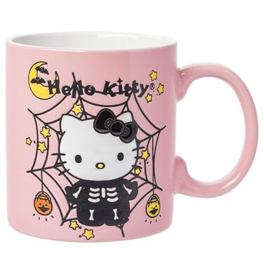 Silver Buffalo Sanrio Hello Kitty Web, Wax Resist Ceramic Pottery Mug, 20OZ