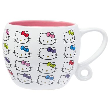 Silver Buffalo Sanrio Hello Kitty Bows, Loop Handle Ceramic Mug, 15.9oz
