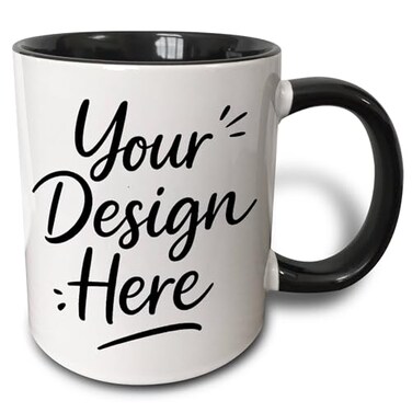 3dRose Custom Two-Tone Black Coffee Mug, Personalized Photo Print on Both Sides, 11 Oz Ceramic, 1-Pack