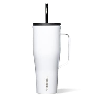 Corkcicle Cold Cup XL Handle Tumbler, 30 Oz, Gloss White