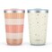 Ello 16OZ Stainless Steel Stacking Cups with Lids, 2 Pack, Stripes &amp; Dots