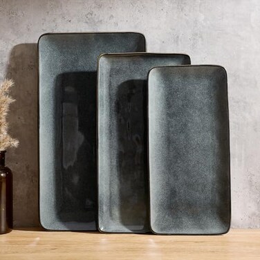 Famiware Serving Platters Set of 3 Sizes - Rectangular, Deep Forest
