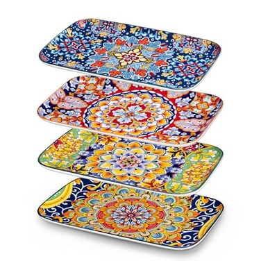 Vancasso Serving Platters Set of 4, 12" X 7.4" Inch Rectangular Trays Large
