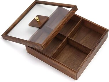 MultiBey Solid North American Walnut Wood Serving Tray with Lid