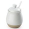 Famiware 10OZ Sugar Bowl with Lid and Spoon, Ceramic Container, White