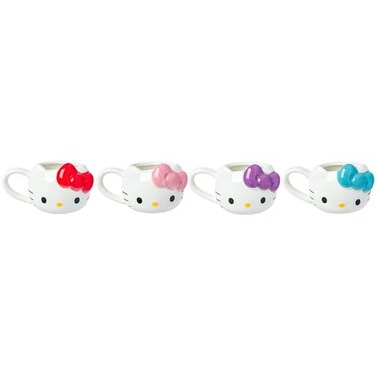 Silver Buffalo Sanrio Hello Kitty Cream Bows, 3D Mini Cup Set, 4PK, 3.5oz