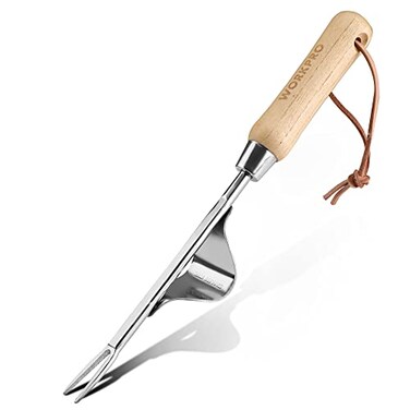 Workpro Weed Puller Tool, V-Shaped Forks and Metal Leverage Base