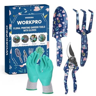 Workpro Aluminum Garden Tool Set, 4PCS Hand Garden Tools with Box