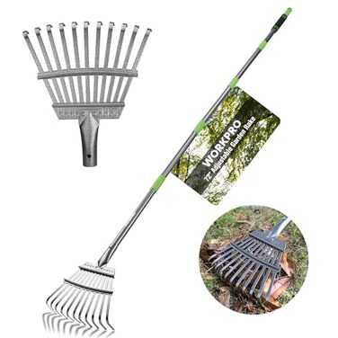 Workpro Rake, Small Rake for Leaves with 72 Adjustable Long Handle