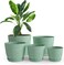 Utopia Home Plant Pots Indoor with Drainage 5 Pack Multi-Size Planters Set Spotty Mint