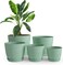 Utopia Home Plant Pots Indoor with Drainage 5 Pack Multi-Size Planters Set Spotty Mint
