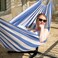 Suncreat Long Replacement Hammock Two Person for Stand, Blue White Stripes