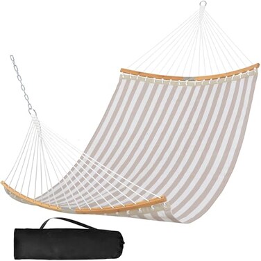 Suncreat Hammocks 14 Ft Quick Dry Hammock with Spreader Bar, Light Gray