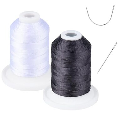 Simthread UV Resistant - Simthread 100% Polyester Bonded Thread Tex 69 (12WT) - 250 Yards 1 White 1 Black