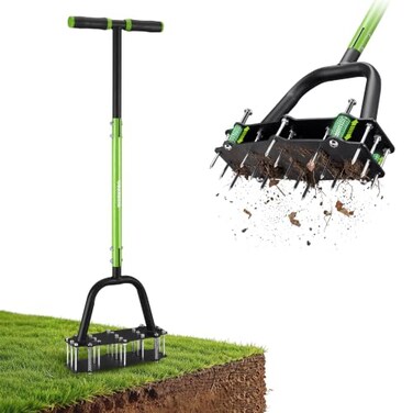 Workpro 38 Lawn Aerator Tool with 17 Spikes, Manual Lawn Aerators