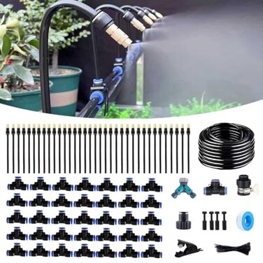 Wcbmirri 131FT Drip Irrigation System, Tool-Free Quick Connectors