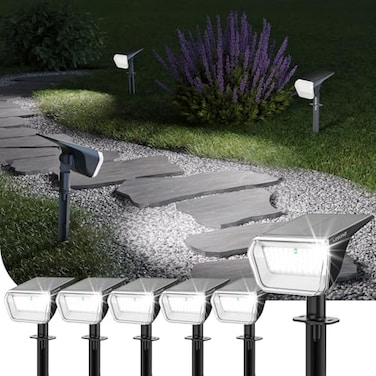 Linkind Solar Spot Lights Outdoor Waterproof Floodlight Cool White 6 Pack