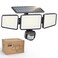 Philips Solar Security Light Outdoor Light 302 Leds 1200LM Solar-Powered Waterproof Wall-Mounted Flood Light W/PIR Motion Sensor, 3 Heads, IP65 Waterproof, 3 Modes (1 Pack)