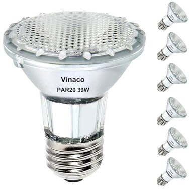 Vinaco Halogen PAR20 Flood Bulb Dimmable 39W 120V Warm White 2800K E26 Base