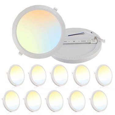 Zeez Lighting - 8-Inch 25W Selectable 3CCT LED Panel Down Light Bulb Compact Lamp Fixture - Surface Mount/Recessed - 10 Packs
