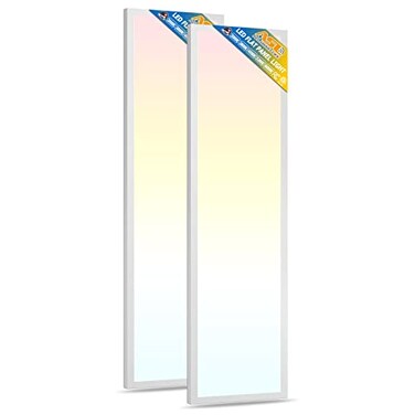 Allsmartlife 1X4FT LED Flat Panel Light Surface Mount, 24W/30W/40W, 4980LM Dimmable 5CCT 3000K-6000K, Edge-Lit Troffer Ceiling Light Fixture for Kitchen, White 2-Pack