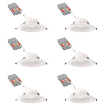 Juno 6" Canless Wafer LED Light, 5-IN-1 Cct, Deep Regressed Smooth Trim 6PK