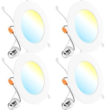 Sunco Lighting Sunco 4 Pack 6 Inch LED Flat Recessed Lighting, 5CCT, Ultra Thin, 12W