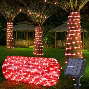 Jnaurb Solar Rope Lights, 66FT 200LED Solar String Lights, 8 Modes, Waterproof