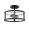 Moose Black Semi Flush Mount Ceiling Light 2-Light with Hammered Glass
