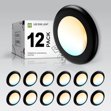 Asd 12 Pack Black LED Disk Lights 6 Inch, 5CCT Flush Mount Ceiling Light