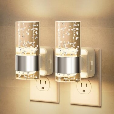JandCase Night Light, Night Lights Plug into Wall, 2 Pack 3000K Warm White