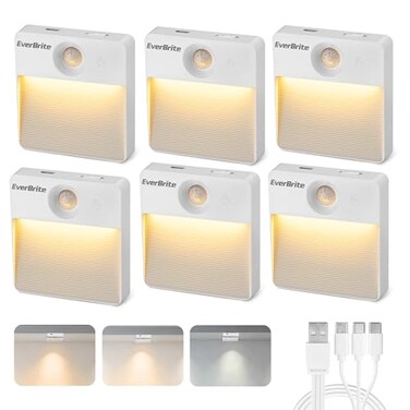 EverBrite 6-Pack Rechargeable Square Motion Sensor LED Night Lights