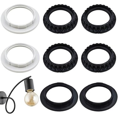 Capiant 8 Pack Light Socket Shade Ring, Lamp Shade Adapter Ring, Retaining Rings for Light Fixtures like Hanging Lights, Screw Rings for Threaded Medium-Base Sockets