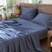 MooMee Sheet Set 100% Washed Cotton Linen-like Extra Deep Pocket Queen