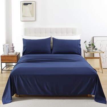 Whitney Home Textile King Size Sheet Set, 4 Piece Soft Bed Sheets, Deep Pockets