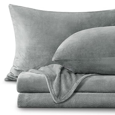 Bedelite Flannel Sheets King Size, Grey, 4 Pieces