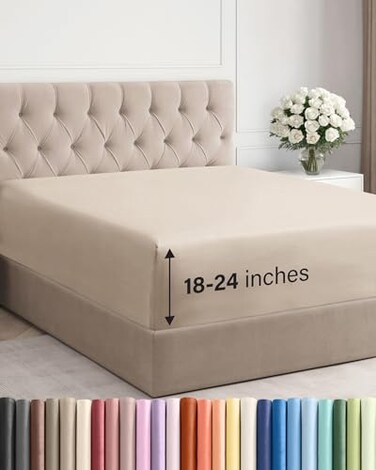 CGK Unlimited Cgk Linens Extra Deep Queen Fitted Sheet - Fitted Sheet Only - Wheat