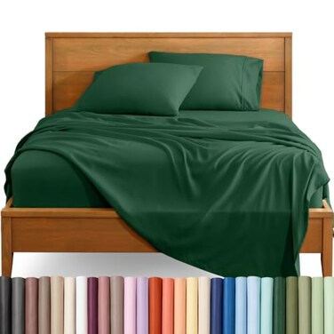 Bare Home Sheet Set - 1800 Ultra-Soft (Split Head Flex King, Forest Green)