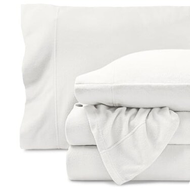 Bare Home Super Soft Fleece Sheet Set (Full, Antique White)