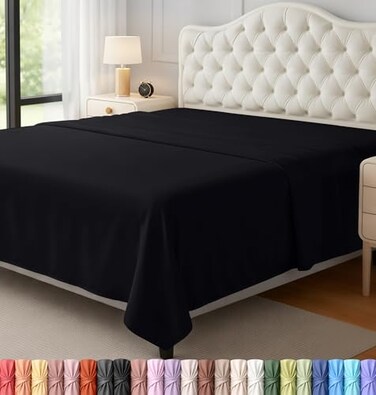Utopia Bedding Full Size Flat Sheet Only, Ultra Soft &amp; Breathable Hotel Sheets, Black
