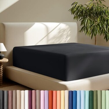 Bare Home Deep Pocket Fitted Sheet (King - 22" Pocket, Black)