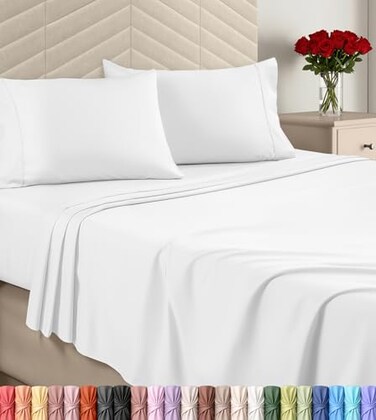 Utopia Bedding Queen Sheet Set 4 Piece Soft Sheets - White