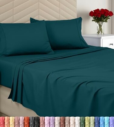 Utopia Bedding Queen Sheet Set 4 Piece Soft Sheets - Teal
